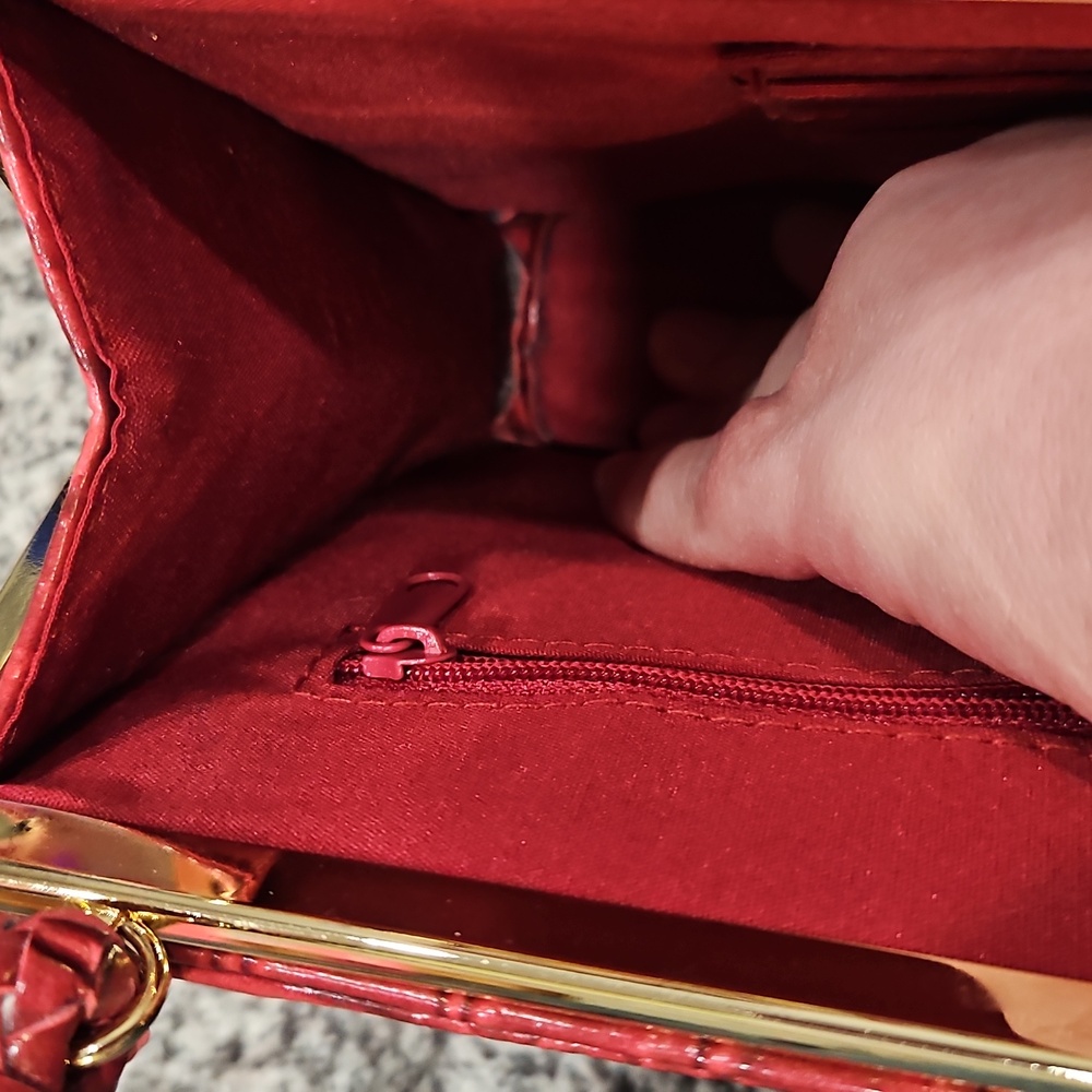 Isaac Mizrahi Red Crocodile-Embossed Clutch - Picture 10 of 12